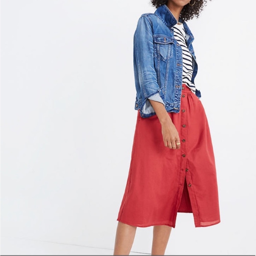 Madewell Button Front Palisade Skirt (Size 00)